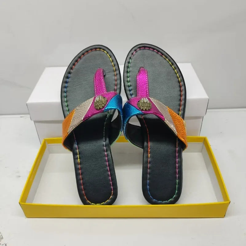 Plus Size Slippers Color-Blocked or Solid Black, Flip Flops