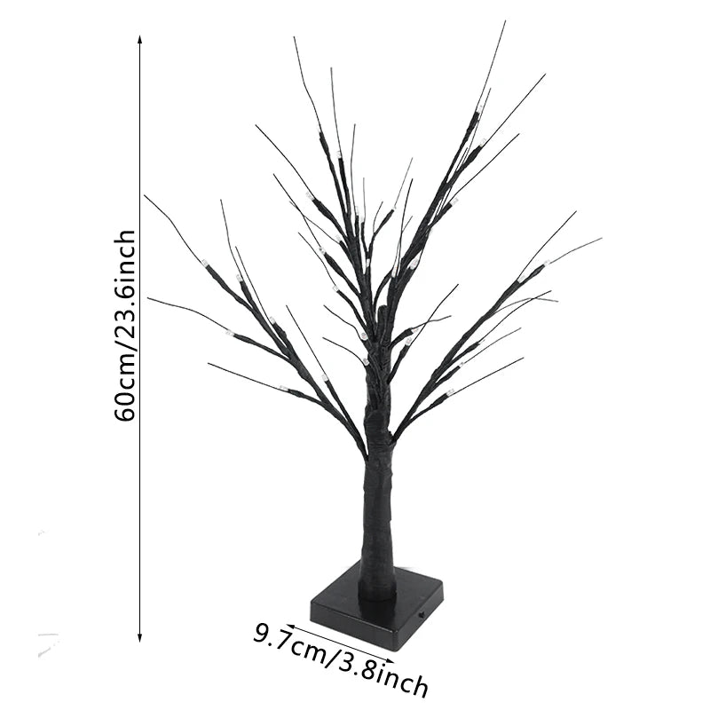 Halloween LED Birch Tree Light for Small Decorations.  Great to dis[play children's handmade Halloween items