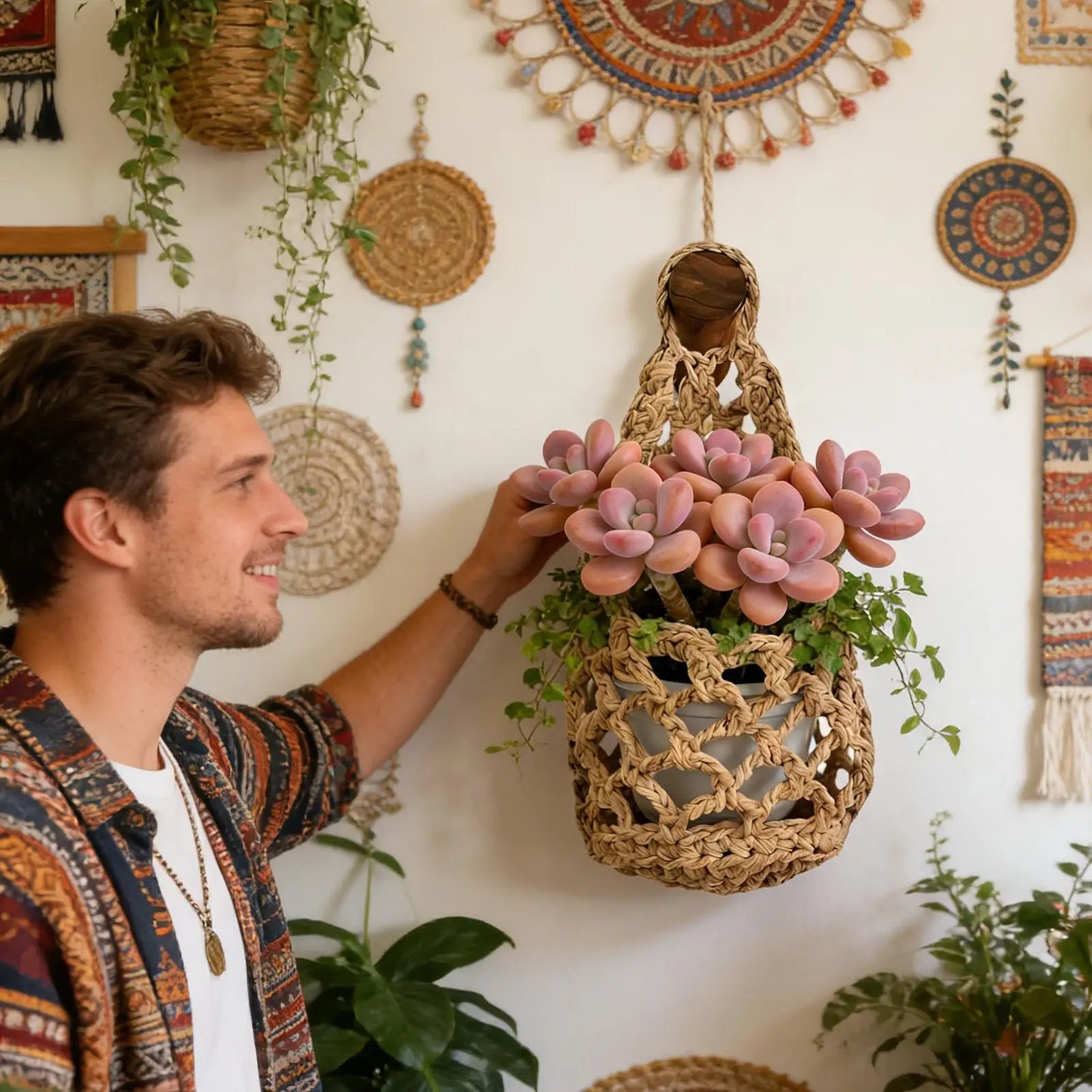 Boho Home Decor Plant Hanger or holder for sunglasses, lint rollers, keys, or anything you need handy beside the door
