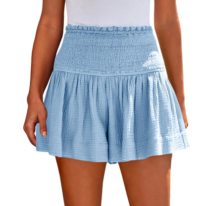 Sizes to 2XL, Elastic Waist Casual, Soft, Solid Colors, Breathable, Very Wide Leg Shorts