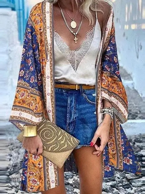 Women's Boho Blouse Cardigan Top, Casual Cover-Up in 12 designs