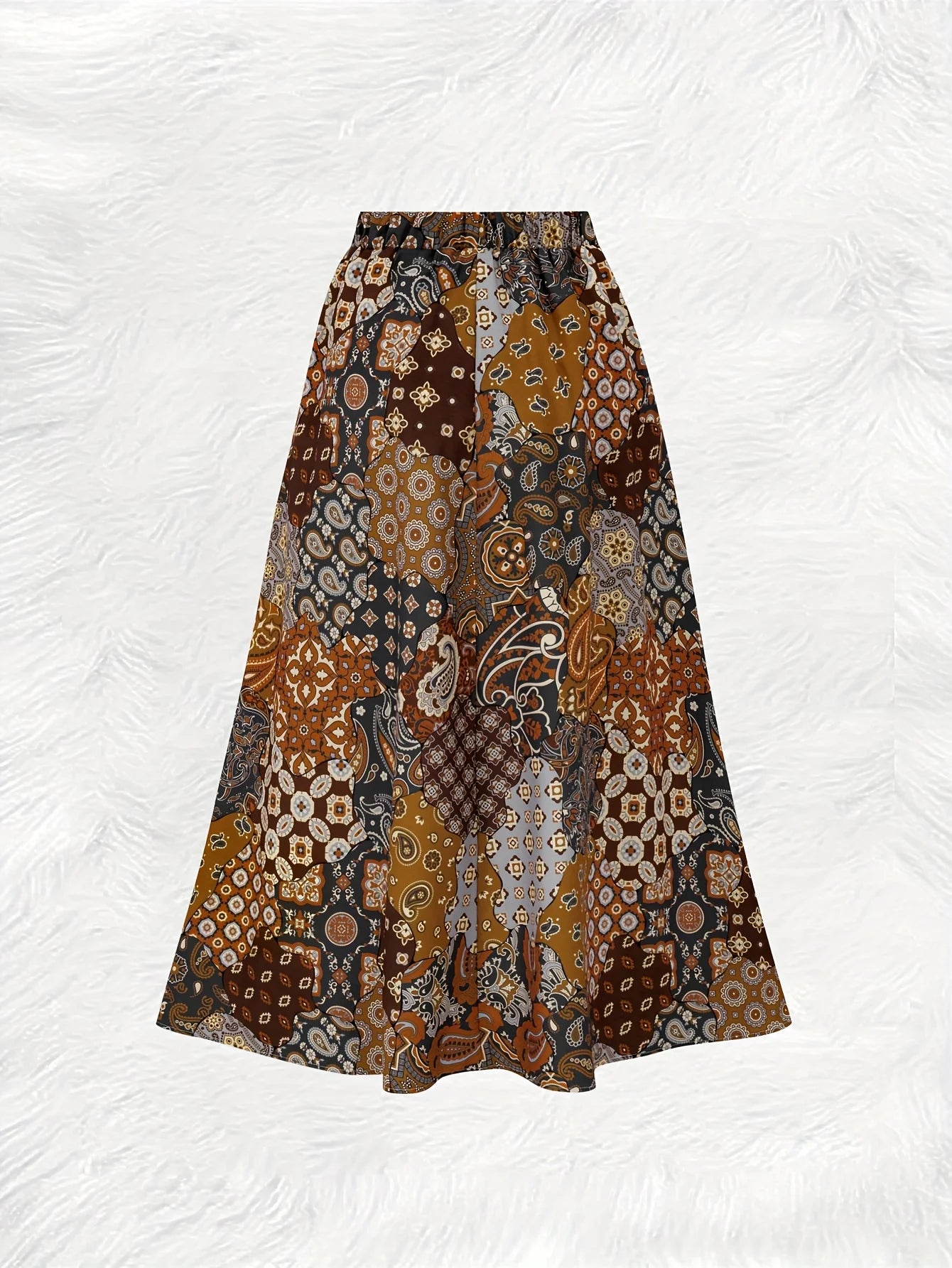 Sizes to 2XL Boho Elastic Waist Flowing Skirt