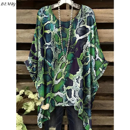 30 Different Style Bohemian Floral Tunics Plus Size to 3XL, 30 Vibrant Colors, Open Round Neck, Hankie Hem, Loose baggy sleeves