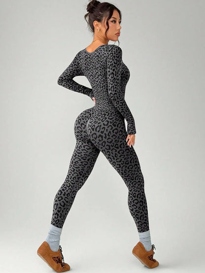 Slimming Elastic Hip Hugging Long Sleeve U Collar Stretchy