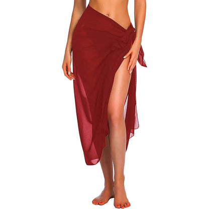 Side Tie Sarong Coverups Sheer Skirt Scarf Cover-Up
