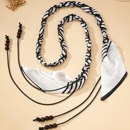 High-End Bohemian Silk Scarf Woven Necklace, Can Also Be Used as a Thin Belt,