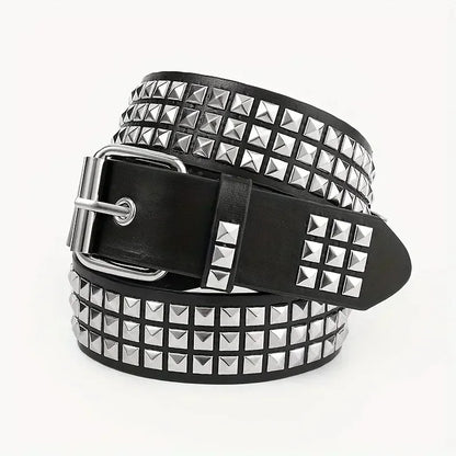 PU Leather Belt Riveted with Metal PyramidsPU.   Available to buy in quantities of 3, 5, or 10 belts for resale