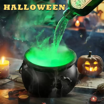 1 Set. Halloween Witch Cauldron with LED Light & Fog Mist Maker.  Skeleton in Cauldron for Spooky Hocus Pocus Decoration