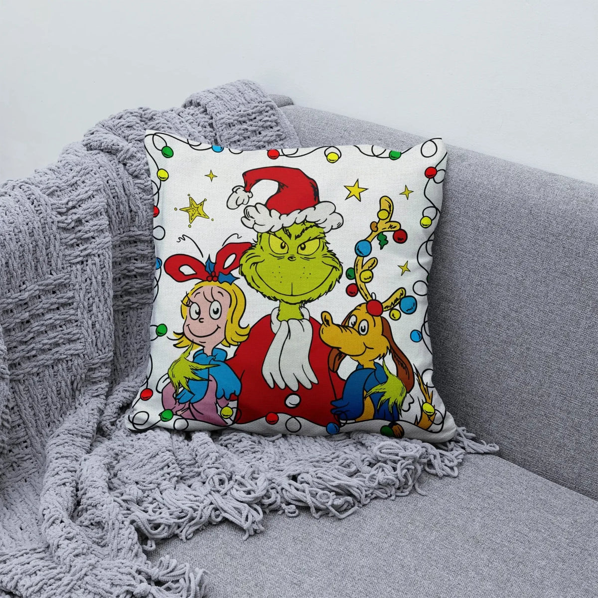 Merry Christmas Throw Pillow Cover, 18 × 18 Inch, Cover Only