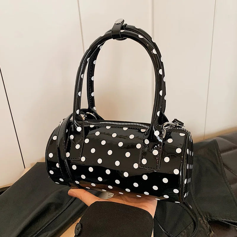 Cute Small Polka Dot Handbag Boston Lacquer Short straps or long cross body strap