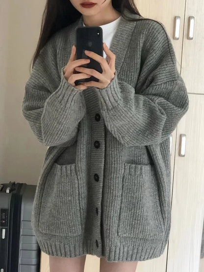 Oversized Cardigan Sweater-Coats, Long, Full Sleeves, V-Neck, Loose  Fit, Button Front. comes in Tan, Gray, Off White