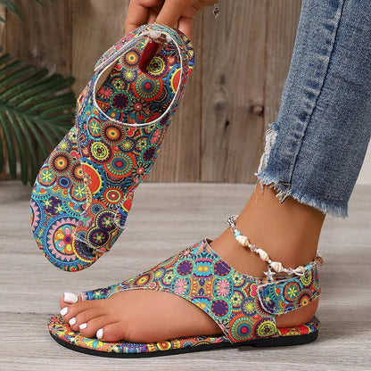 Comfortable flat Boho Romanesque Shoes , Easy attach velcro