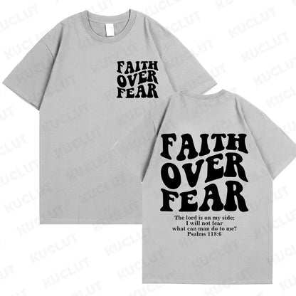 Sizes to 3XL Wide Variety of Colors "Faith Over Fear" T-shirts Christian Clothes Sportswear Bible verse