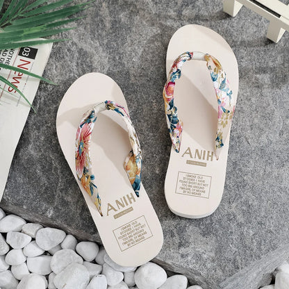 Bohemian Satin Ribbon Flip-Flops in Black or white