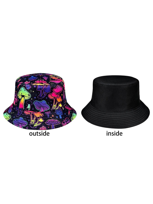 Perfect Reversible Dreamy Colorful Mushroom Bucket Hat