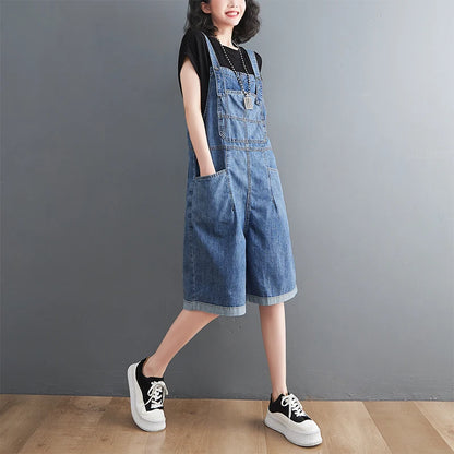Jean Short Jumpsuits Long , Loose Shorts  Baggy Bibbed Overalls Pants