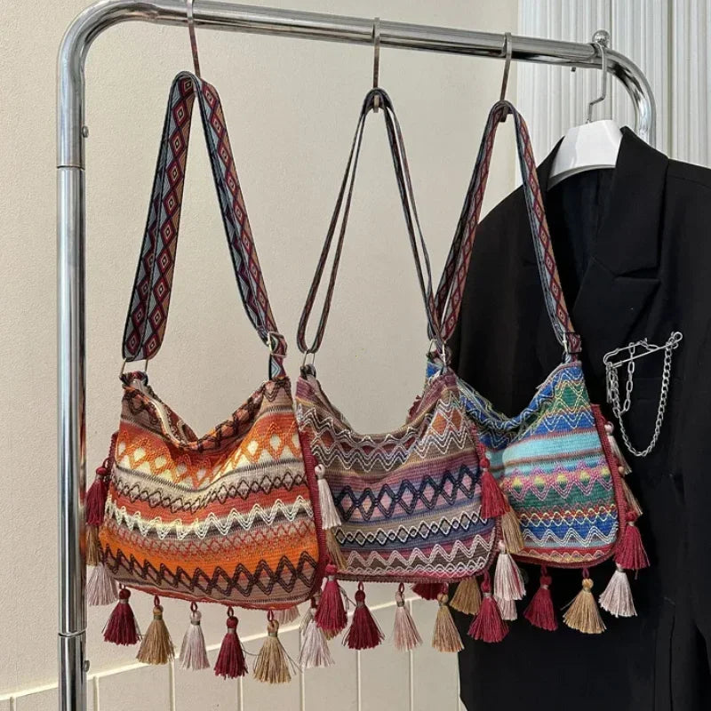 Vintage Ethnic Handwoven Crossbody Hippie Sling Shoulder Bag