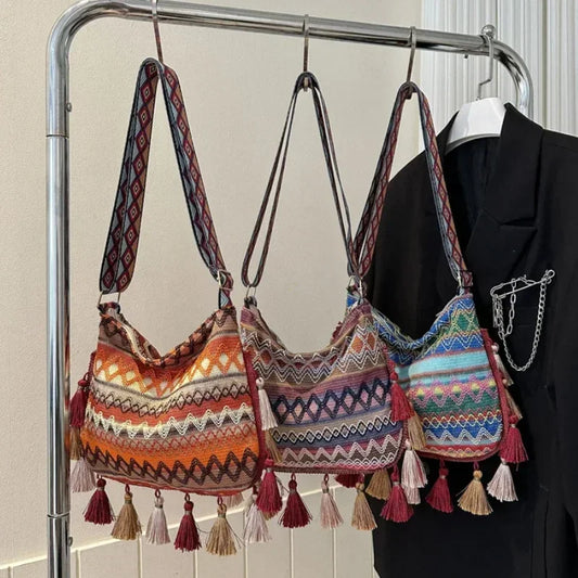 Vintage Ethnic Handwoven Crossbody Hippie Sling Shoulder Bag