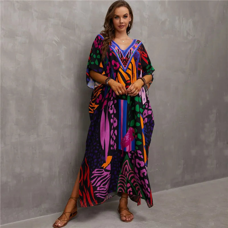 Plus Size Kaftan Dresses for Lounging or Cover-Up at the Beach. Several Designs