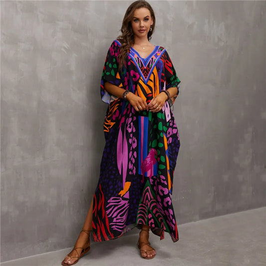 Plus Size Kaftan Dresses for Lounging or Cover-Up at the Beach. Several Designs