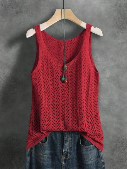 Solid Color Knit Tank Top Suitable for Denim Jeans. 5 unique colors