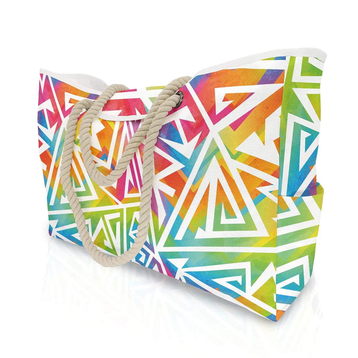 Waterproof, Striped Zipper Bag,  Sand-Resistant Canvas, Convenient Folding Beach Bag ﻿