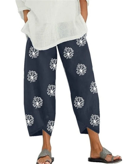 18 Solid and Patterned Cotton Linen Harem Pants, Wide Leg Trousers with Pockets