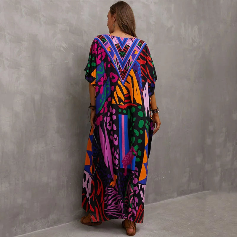 Plus Size Kaftan Dresses for Lounging or Cover-Up at the Beach. Several Designs
