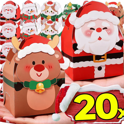 Christmas Square Cardstock Gift Bags, Sturdy Reusable