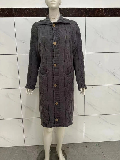 Cable Knit Turn Down Collar Cardigan in 9 Colors
