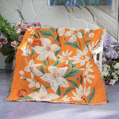 Boho Floral Tapestry, Nordic Plaid Blankets with Fringe. Comes in 10 designs