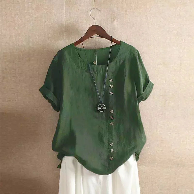 Sizes to 5XL Cotton Linen Vintage T-shirt Casual Loose Long Shirts with rolled sleeves.