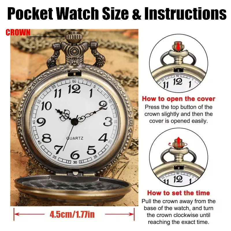Vintage Hollow Tree Pocket Watch Unique Style With Necklace Chain Clock Retro