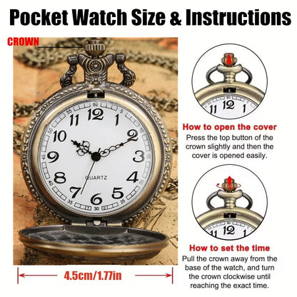Vintage Hollow Tree Pocket Watch Unique Style With Necklace Chain Clock Retro