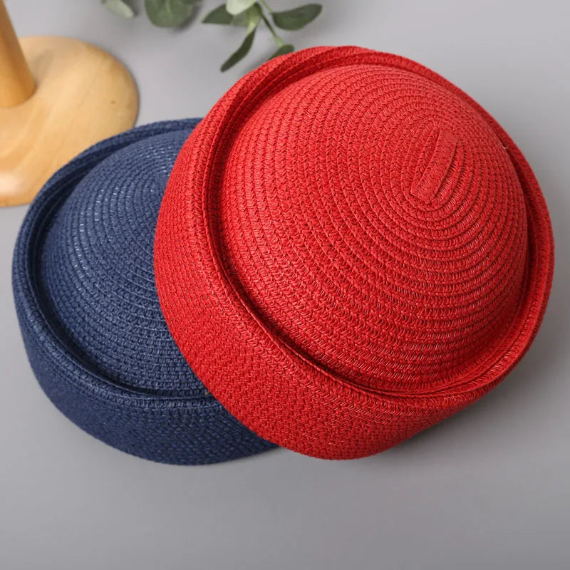 Straw Pillbox Hat  in 4 colors