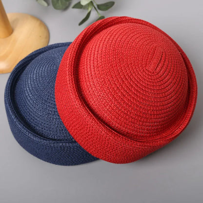 Straw Pillbox Hat  in 4 colors
