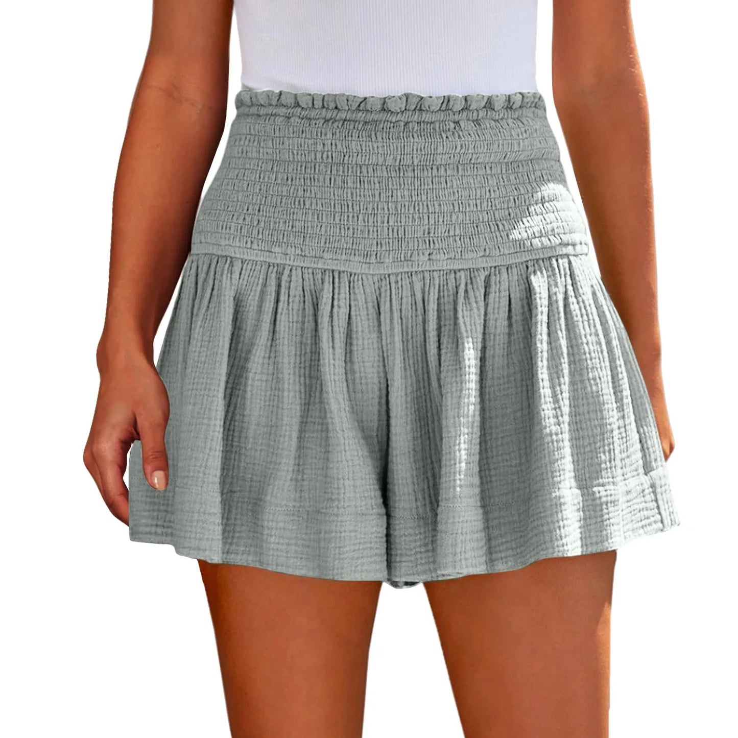 Sizes to 2XL, Elastic Waist Casual, Soft, Solid Colors, Breathable, Very Wide Leg Shorts