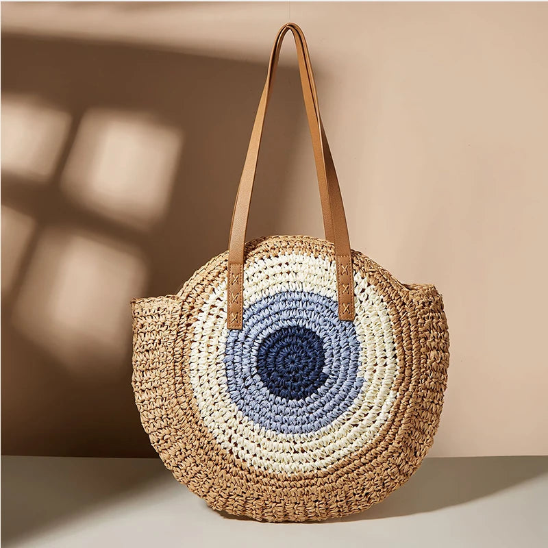 Boho Crossbody Bags, Round Shoulder Purse, Faux Leather Strap. In 7 Colors, Designs, and Sizes