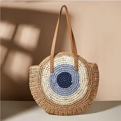 Boho Crossbody Bags, Round Shoulder Purse, Faux Leather Strap. In 7 Colors, Designs, and Sizes