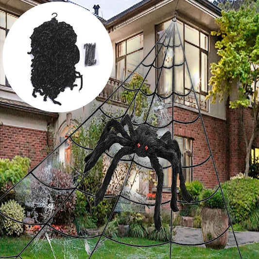 16 Feet Halloween Triangle Spider Web, Plush Simulation Spider Web, Haunted Home Outdoor Yard Decoration (Web Only)