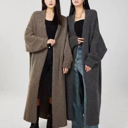Mid-Calf Length, Long Sleeves, Oversized Course Knit Sweater, Loose Fit