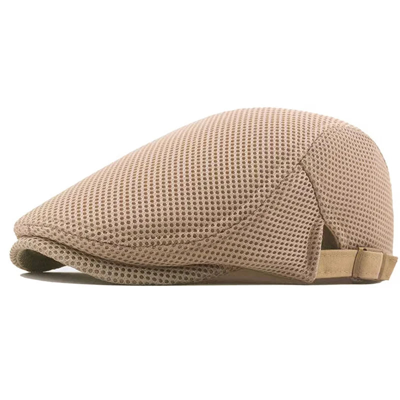 Mesh Newsboy Caps, British Painters Hats, Ventilated Berets, Adjustable Flat Cap