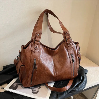 Soft Interior Compartment Shoulder Bag With Zipper Handbags in 3 colors