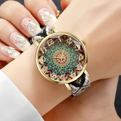 Vintage Woven Strap Ladies Quartz Wristwatch （Without Box）