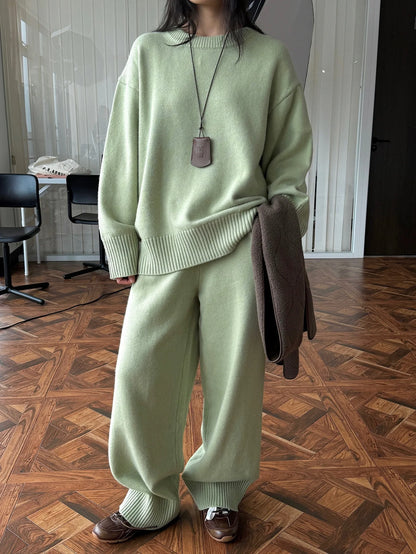 Sweater Suits, High Quality, 50% Wool Pullover With Knitted Pants