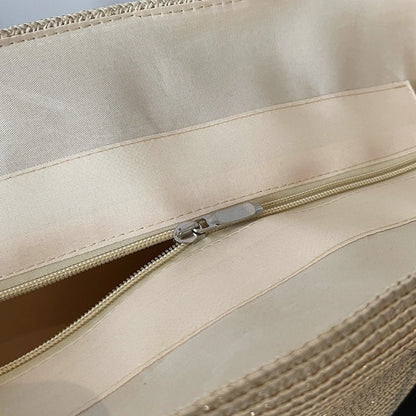 Large Capacity Straw Tote Shopper Bag With Shoulder Straps