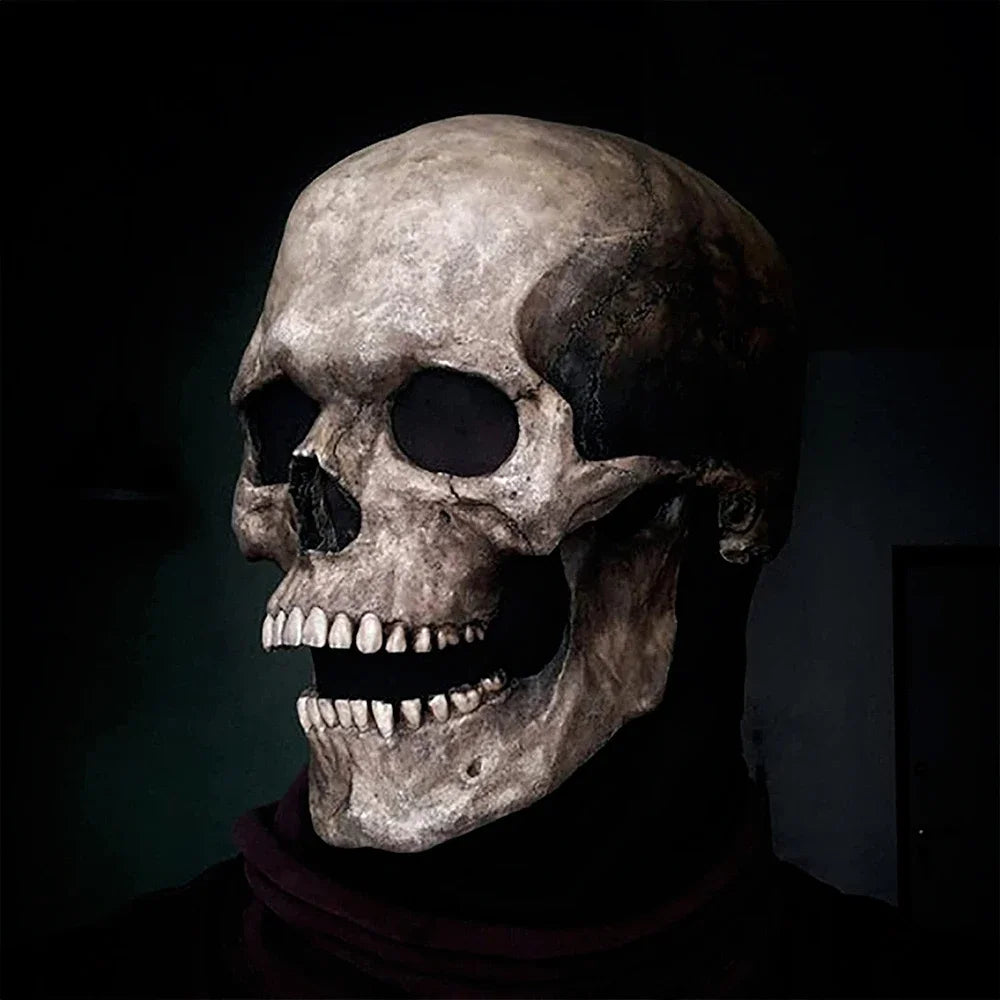 Creepy Halloween Full Head Latex Helmet with Moveable Jaw Skull Mask with Movable Jaw