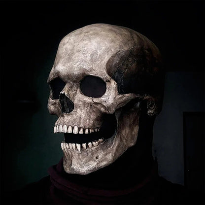 Creepy Halloween Full Head Latex Helmet with Moveable Jaw Skull Mask with Movable Jaw