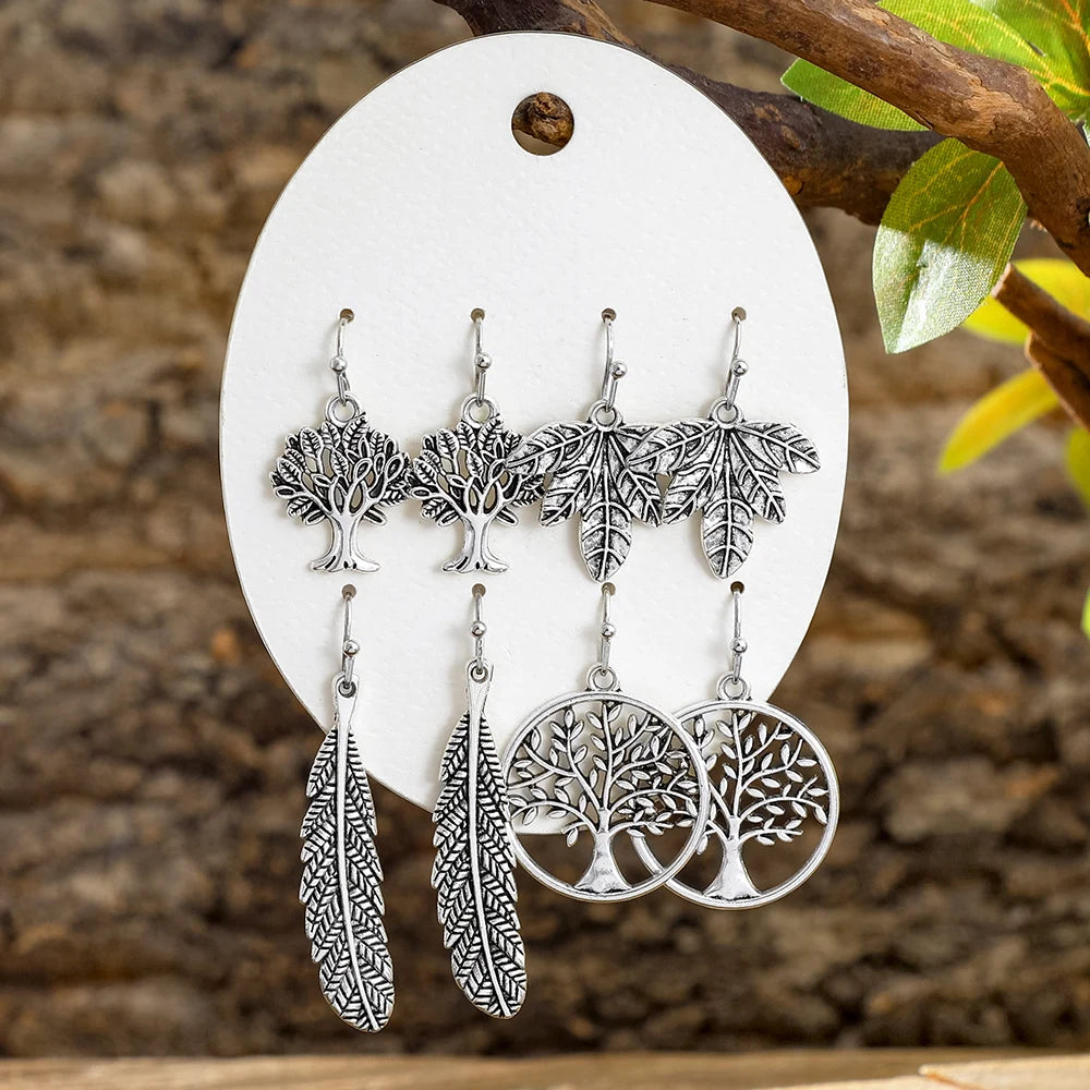 Vintage Ethnic Style Bohemian Antique Silver Geometric Earrings