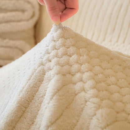 1pc Bohemian Jacquard Warm Tuffed Fleece Sofa Blanket